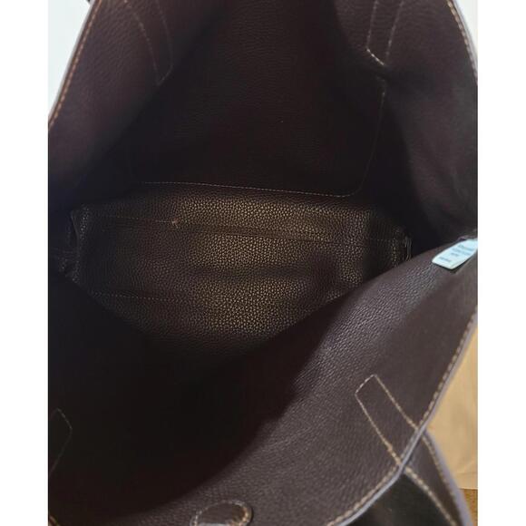 2pk Vegan Suede Tote  Sz Medium Equestrian Collegiate Preppy Purple Brown 15x14 - Picture 11 of 13